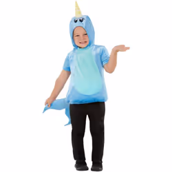Smiffys Toddler Narwhal Costume Top - 1-2 Years, Blue