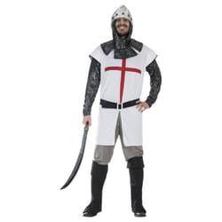 Smiffys Mens Knight Costume Set - M R, White/Silver/Red