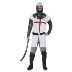 Smiffys Mens Knight Costume Set - S R, White/Silver/Red