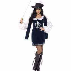 Smiffys Womens/Ladies Musketeer Costume Set - S, Navy/White/Black