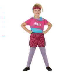 Smiffys Girls 80s Relax Costume Set - 4-6 Years, Pink/Blue/Black