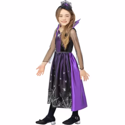 Smiffys Girls Spiderella Costume Set - 7-9 Years, Black/Purple