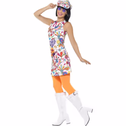 Smiffys Womens/Ladies 60s Groovy Chick Costume Set - L, Multicoloured