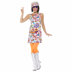 Smiffys Womens/Ladies 60s Groovy Chick Costume Set - XL, Multicoloured