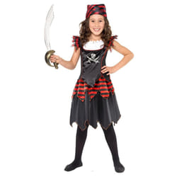 Smiffys Girls Pirate Costume - 4-6 Years, Black/Red