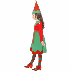 Smiffys Girls Santa's Little Helper Elf Christmas Costume Set - 10-12 Years, Red/Green