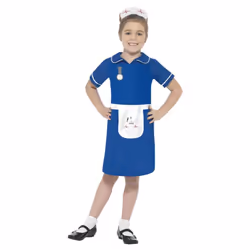 Smiffys Girls Nurse Costume - 4-6 Years, Blue