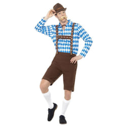 Smiffys Mens Bavarian Beer Costume Set - XL, Blue/Brown