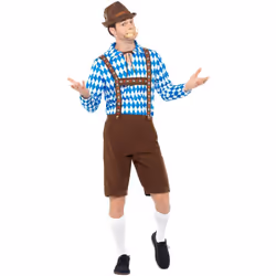 Smiffys Mens Bavarian Beer Costume Set - XL, Blue/Brown
