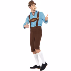 Smiffys Mens Beer Fest Costume - XL, Blue/Brown