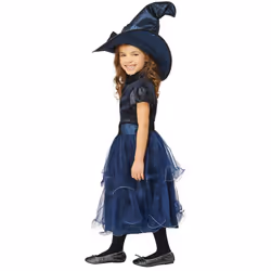 Smiffys Girls Deluxe Midnight Witch Costume - 10-12 Years, Blue