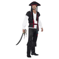 Smiffys Mens Aye Aye Pirate Captain Costume Set - XL R, Black