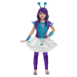 Smiffys Girls Alien Costume Set - 10-12 Years, Aqua/Silver/Purple