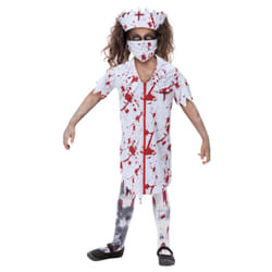 Smiffys Girls Zombie Nurse Costume - 7-9 Years, White/Red
