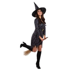 Smiffys Womens/Ladies Moon & Stars Witch Costume - S, Black/Blue