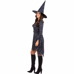 Smiffys Womens/Ladies Moon & Stars Witch Costume - S, Black/Blue