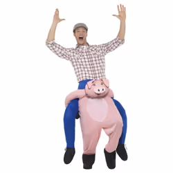Smiffys Unisex Adult Pig Piggy Back Costume Set