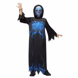 Smiffys Childrens/Kids Midnight Skeleton Reaper Costume - 4-6 Years, Black/Blue