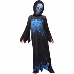 Smiffys Childrens/Kids Midnight Skeleton Reaper Costume - 4-6 Years, Black/Blue
