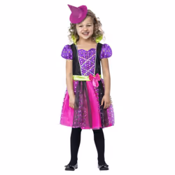 Smiffys Girls Witch Spotted Costume Set - 1-2 Years, Black/Pink/Purple