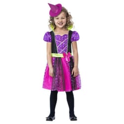 Smiffys Girls Witch Spotted Costume Set - 1-2 Years, Black/Pink/Purple