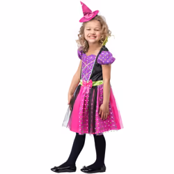 Smiffys Girls Witch Spotted Costume Set - 1-2 Years, Black/Pink/Purple