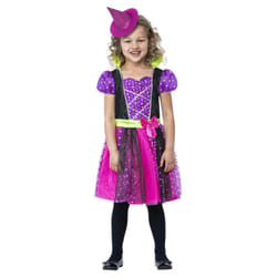 Smiffys Girls Witch Spotted Costume Set - 3-4 Years, Black/Pink/Purple