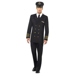 Smiffys Mens Navy Officer Costume Set - M R, Black