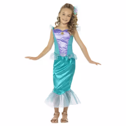 Smiffys Girls Deluxe Mermaid Costume Set - 4-6 Years, Green/Purple
