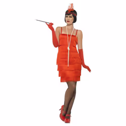 Smiffys Womens/Ladies Flapper Costume Set - L, Red