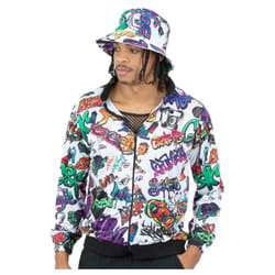 Smiffys Unisex Adult 90s Hip Hop Graffiti Jacket - S, Multicoloured