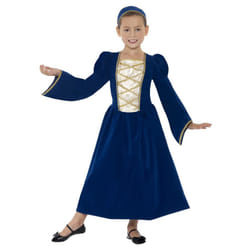 Smiffys Girls Tudor Princess Costume Set - 7-9 Years, Royal Blue