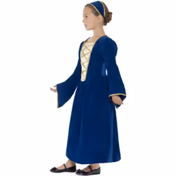Smiffys Girls Tudor Princess Costume Set - 7-9 Years, Royal Blue
