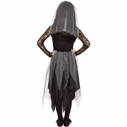 Smiffys Girls Grave Yard Bride Costume Set - 7-9 Years, Black