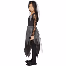 Smiffys Girls Grave Yard Bride Costume Set - 7-9 Years, Black