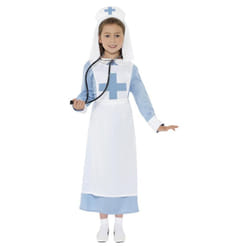 Smiffys Girls World War I Nurse Costume Set - 4-6 Years, Blue/White