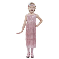 Smiffys Girls 20s Flapper Costume Set - 4-6 Years, Pink