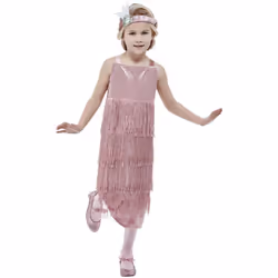 Smiffys Girls 20s Flapper Costume Set - 4-6 Years, Pink