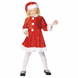 Smiffys Girls Miss Santa Mini Costume Set - 7-9 Years, Red/White