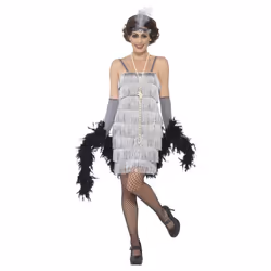 Smiffys Womens/Ladies Flapper Costume Set - S, Silver