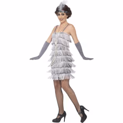 Smiffys Womens/Ladies Flapper Costume Set - S, Silver