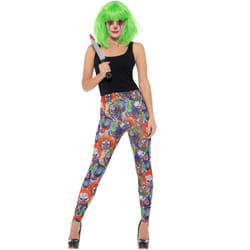 Smiffys Womens/Ladies Creepy Clown Halloween Leggings - XS, Multicoloured