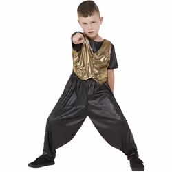 Smiffys Boys 80s Hammertime Costume - 10-12 Years, Black/Yellow Gold