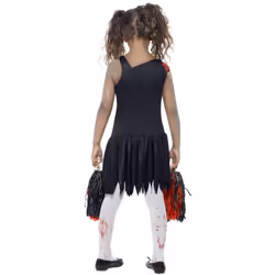 Smiffys Girls Zombie Cheerleader Costume Set - 10-12 Years, Red/Black