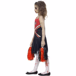 Smiffys Girls Zombie Cheerleader Costume Set - 10-12 Years, Red/Black