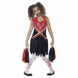 Smiffys Girls Zombie Cheerleader Costume Set - 13-14 Years, Red/Black
