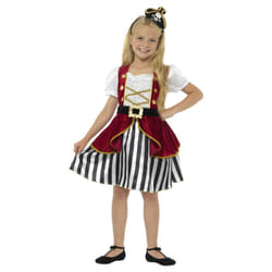 Smiffys Girls Deluxe Pirate Costume Set - 4-6 Years, Red/Black/White