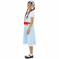 Smiffys Girls Country Girl Costume Set - 7-9 Years, White/Blue