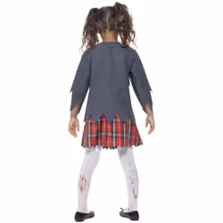 Smiffys Childrens/Kids Zombie School Girl Costume Set - 10-12 Years, Grey/White/Red