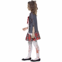 Smiffys Childrens/Kids Zombie School Girl Costume Set - 10-12 Years, Grey/White/Red